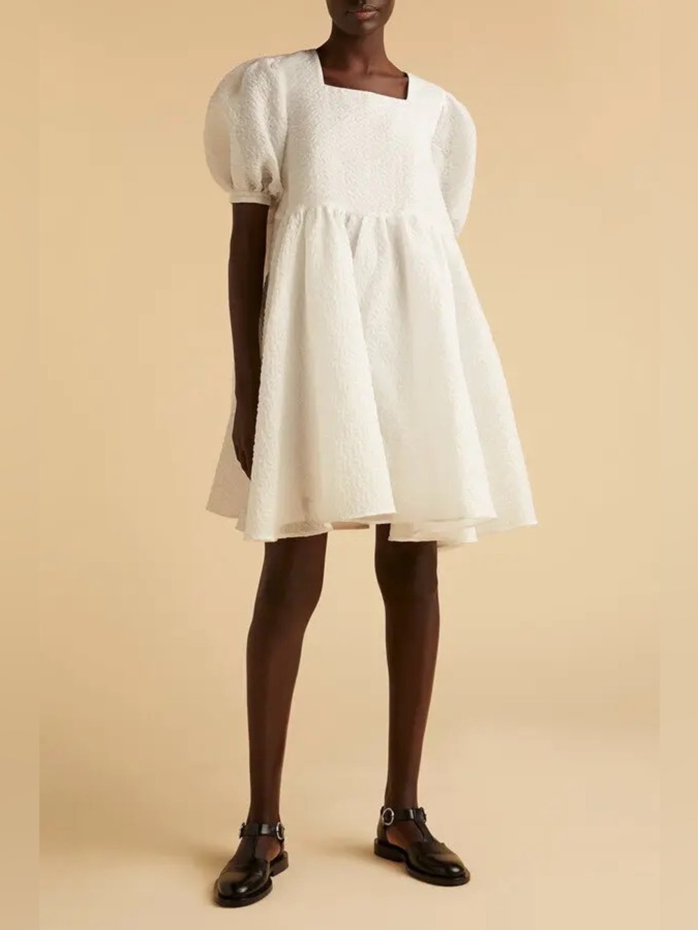 Merlette Eemnes- White Puff Sleeve Babydoll Dress